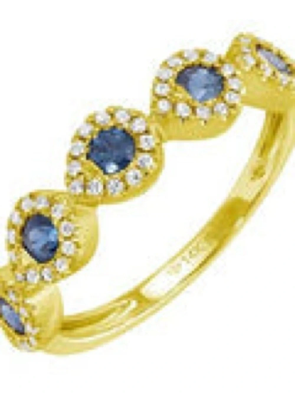 14k yellow gold diamond sapphire ring 6.5